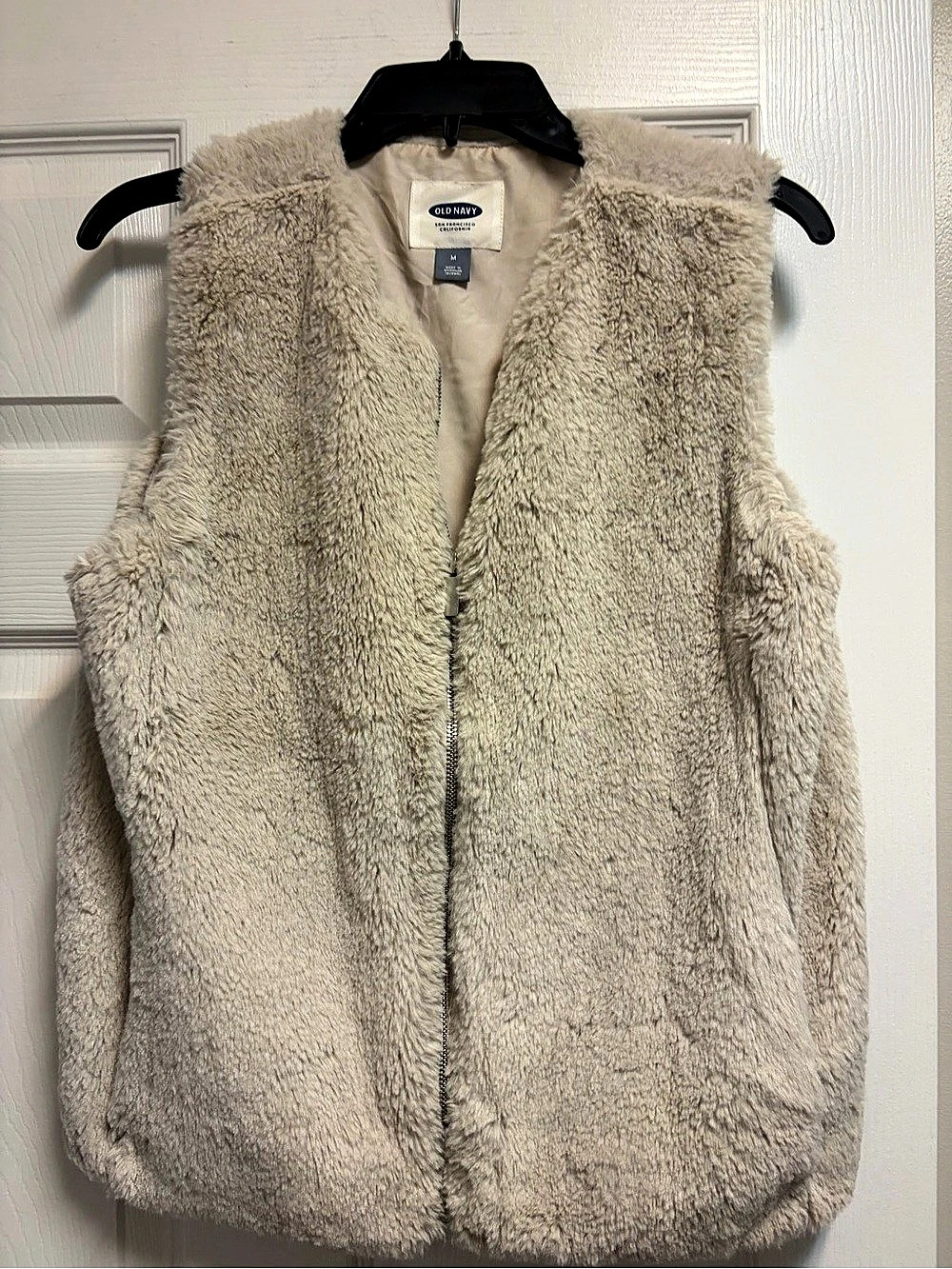 Women's Old Navy Faux Fur Full-Zip Vest Beige Medium